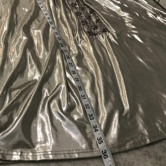 Savanna Jane Dress Womens Large Silver Metallic Embroidered Boho Lauren Ferrell - Picture 8 of 11